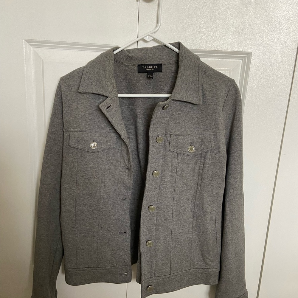 Talbots cropped grey jacket